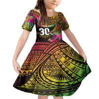 Personalised Vanuatu Independence Day 30 July Family Matching Mermaid Dress and Hawaiian Shirt Hibiscus Polynesian Pattern DT02 Daughter's Dress Yellow - Polynesian Pride
