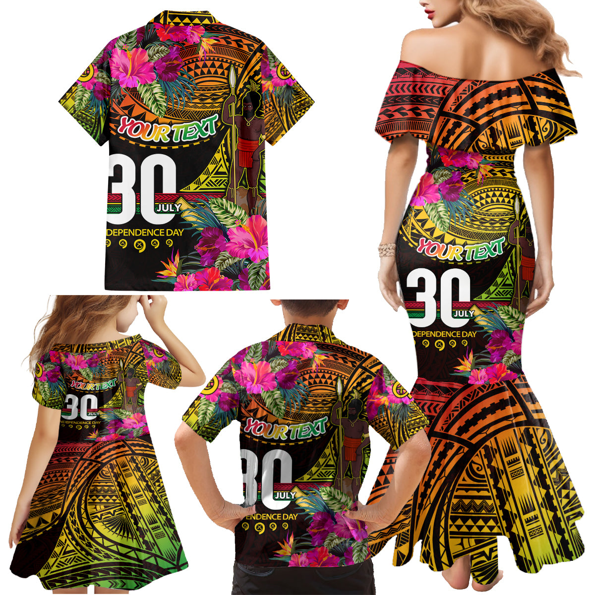 Personalised Vanuatu Independence Day 30 July Family Matching Mermaid Dress and Hawaiian Shirt Hibiscus Polynesian Pattern DT02 - Polynesian Pride