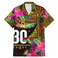 Personalised Vanuatu Independence Day 30 July Family Matching Mermaid Dress and Hawaiian Shirt Hibiscus Polynesian Pattern DT02 Dad's Shirt - Short Sleeve Yellow - Polynesian Pride