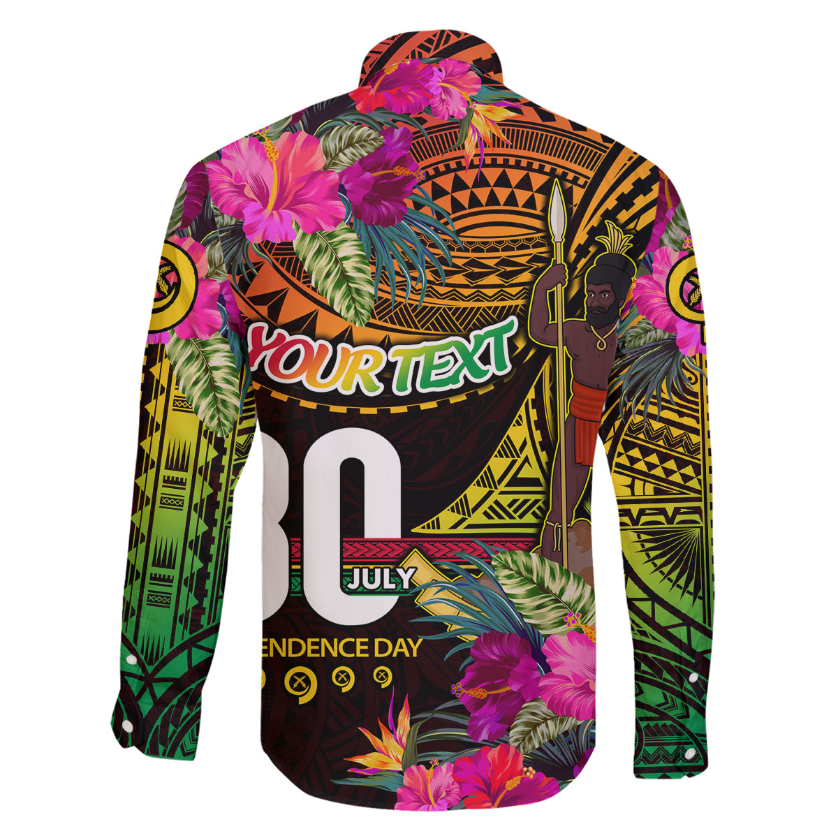 Personalised Vanuatu Independence Day 30 July Family Matching Off Shoulder Maxi Dress and Hawaiian Shirt Hibiscus Polynesian Pattern DT02 - Polynesian Pride
