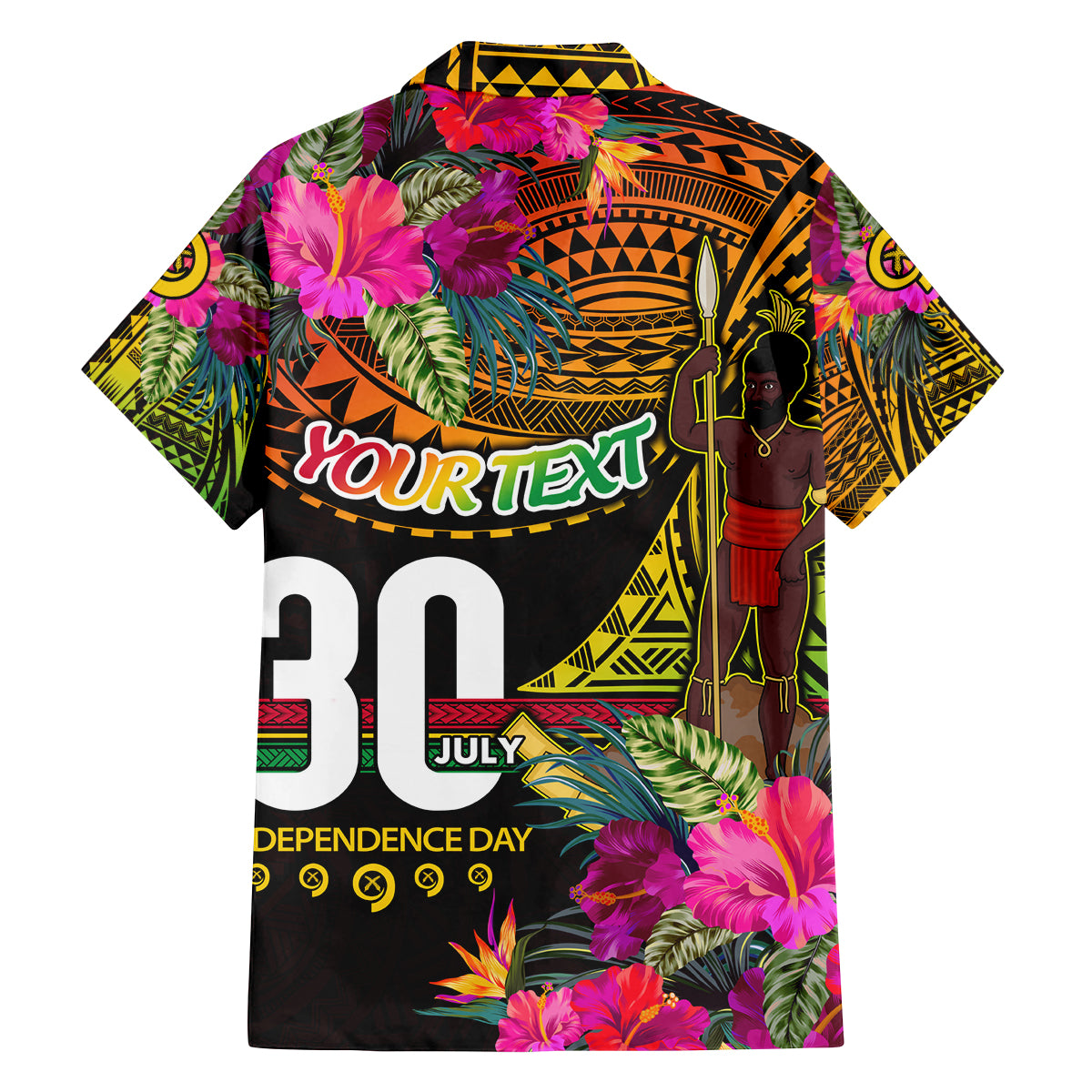 Personalised Vanuatu Independence Day 30 July Family Matching Off Shoulder Short Dress and Hawaiian Shirt Hibiscus Polynesian Pattern DT02 - Polynesian Pride