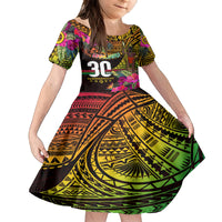 Personalised Vanuatu Independence Day 30 July Family Matching Puletasi and Hawaiian Shirt Hibiscus Polynesian Pattern DT02 Daughter's Dress Yellow - Polynesian Pride