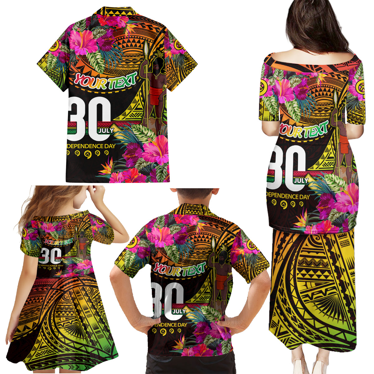 Personalised Vanuatu Independence Day 30 July Family Matching Puletasi and Hawaiian Shirt Hibiscus Polynesian Pattern DT02 - Polynesian Pride