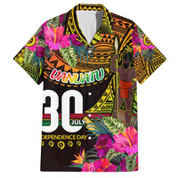 Personalised Vanuatu Independence Day 30 July Family Matching Puletasi and Hawaiian Shirt Hibiscus Polynesian Pattern DT02 Dad's Shirt - Short Sleeve Yellow - Polynesian Pride