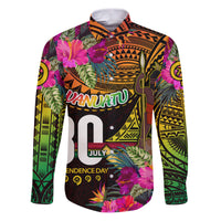 Personalised Vanuatu Independence Day 30 July Family Matching Puletasi and Hawaiian Shirt Hibiscus Polynesian Pattern DT02 Dad's Shirt - Long Sleeve Yellow - Polynesian Pride