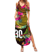 Personalised Vanuatu Independence Day 30 July Family Matching Summer Maxi Dress and Hawaiian Shirt Hibiscus Polynesian Pattern DT02 Mom's Dress Yellow - Polynesian Pride