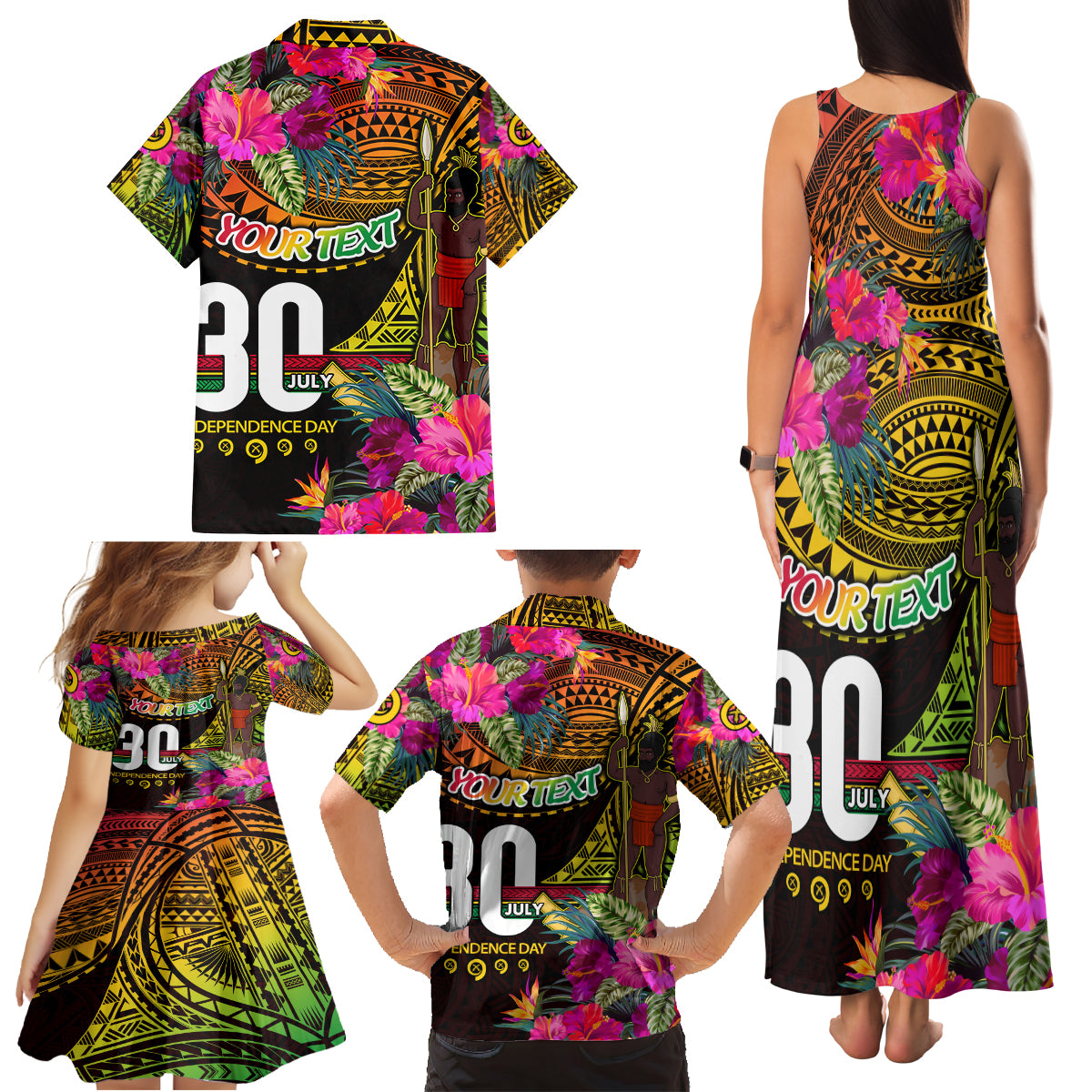 Personalised Vanuatu Independence Day 30 July Family Matching Tank Maxi Dress and Hawaiian Shirt Hibiscus Polynesian Pattern DT02 - Polynesian Pride