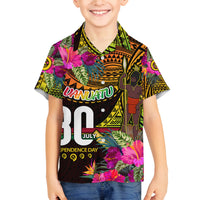 Personalised Vanuatu Independence Day 30 July Family Matching Tank Maxi Dress and Hawaiian Shirt Hibiscus Polynesian Pattern DT02 Son's Shirt Yellow - Polynesian Pride