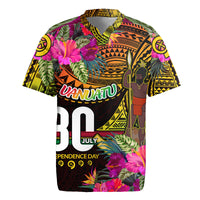 Personalised Vanuatu Independence Day 30 July Rugby Jersey Hibiscus Polynesian Pattern