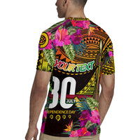 Personalised Vanuatu Independence Day 30 July Rugby Jersey Hibiscus Polynesian Pattern