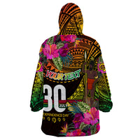 Personalised Vanuatu Independence Day 30 July Wearable Blanket Hoodie Hibiscus Polynesian Pattern DT02 - Polynesian Pride