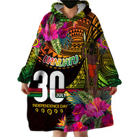 Personalised Vanuatu Independence Day 30 July Wearable Blanket Hoodie Hibiscus Polynesian Pattern DT02 - Polynesian Pride