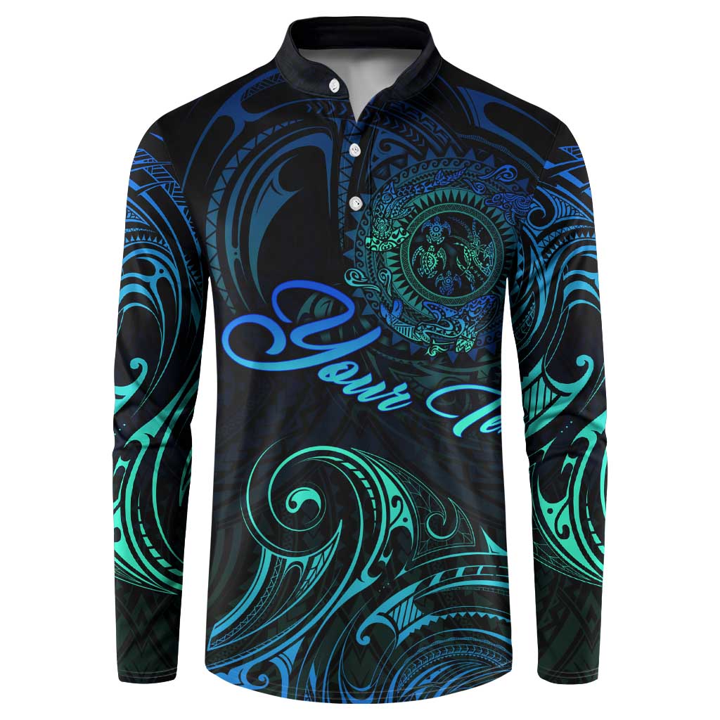 Sea Animal Polynesia Button Sweatshirt Polynesian Pattern DT02 Black - Polynesian Pride
