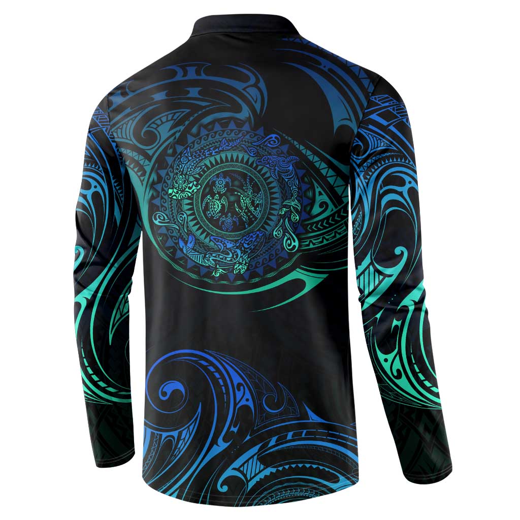 Sea Animal Polynesia Button Sweatshirt Polynesian Pattern
