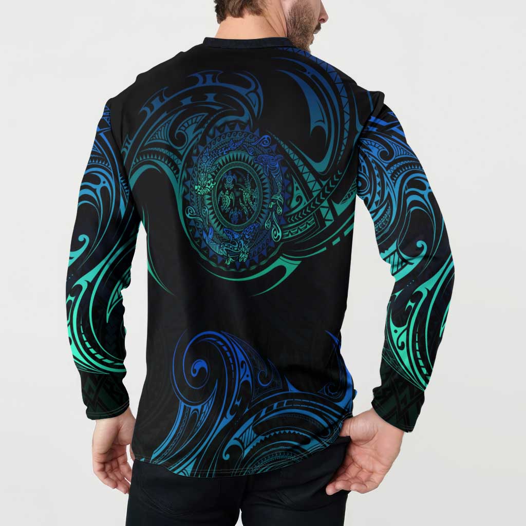 Sea Animal Polynesia Button Sweatshirt Polynesian Pattern