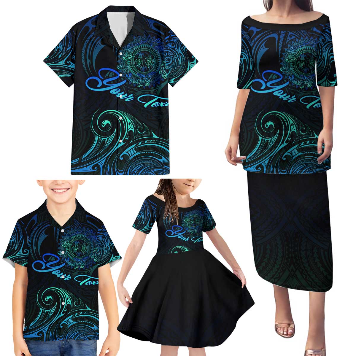Sea Animal Polynesia Family Matching Puletasi and Hawaiian Shirt Polynesian Pattern DT02 - Polynesian Pride