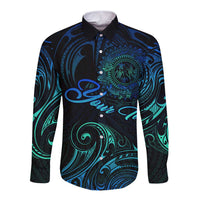 Sea Animal Polynesia Long Sleeve Button Shirt Polynesian Pattern DT02 Unisex Black - Polynesian Pride