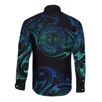 Sea Animal Polynesia Long Sleeve Button Shirt Polynesian Pattern DT02 - Polynesian Pride