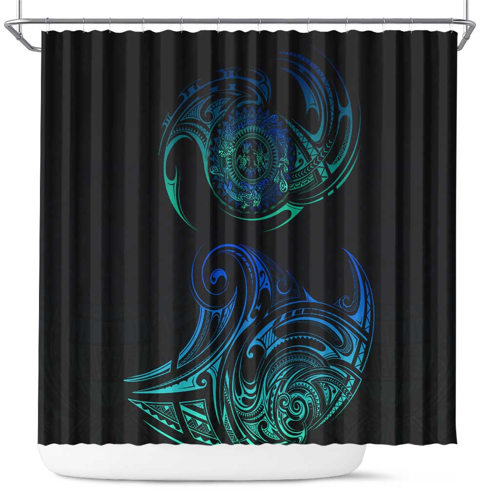 Sea Animal Polynesia Shower Curtain Polynesian Pattern DT02 Black - Polynesian Pride