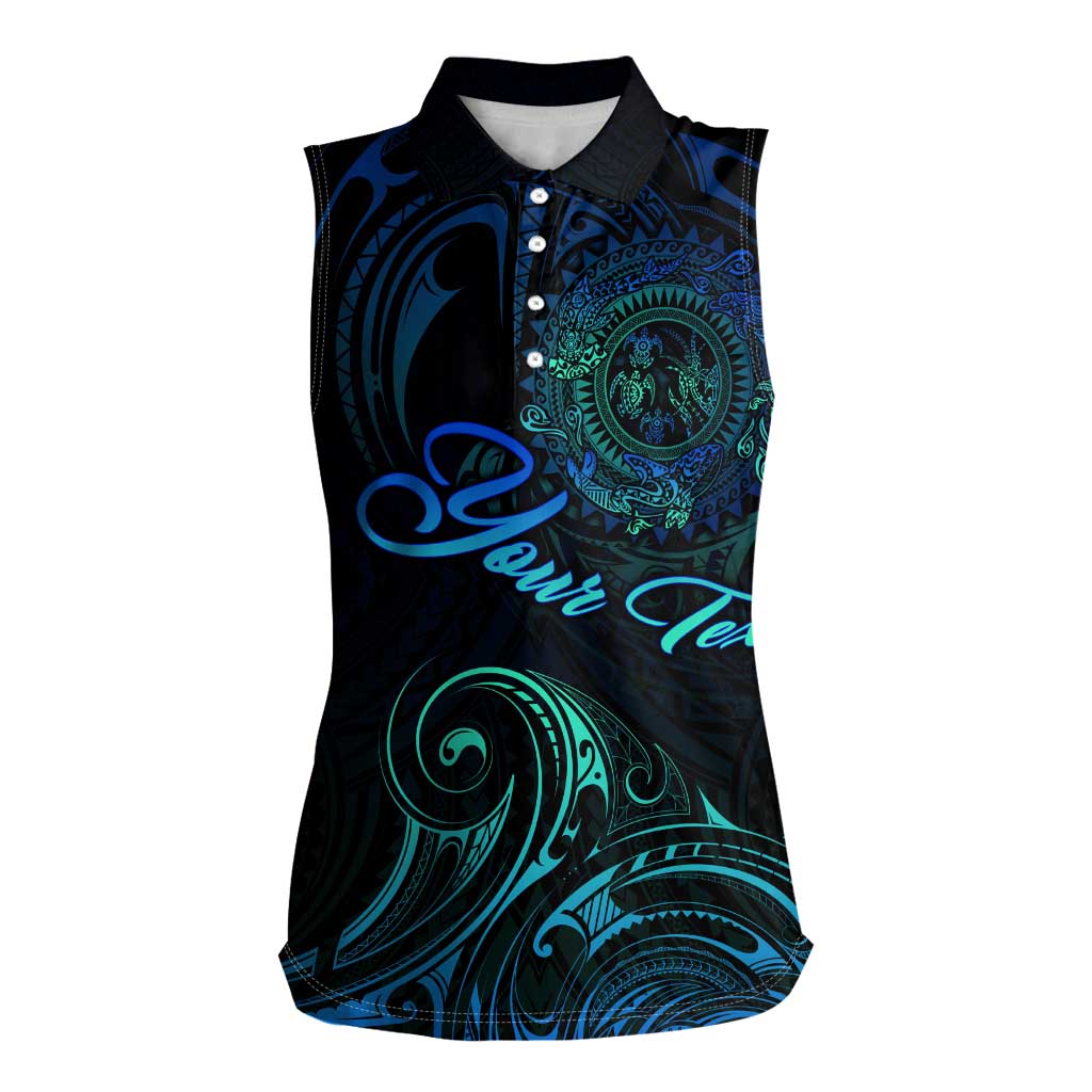 Sea Animal Polynesia Women Sleeveless Polo Shirt Polynesian Pattern DT02 Female Black - Polynesian Pride