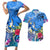 Aloha Hawaii Couples Matching Short Sleeve Bodycon Dress and Hawaiian Shirt Dolphins and Fish Hook Hibiscus