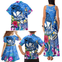 Aloha Hawaii Family Matching Tank Maxi Dress and Hawaiian Shirt Dolphins and Fish Hook Hibiscus DT02 - Polynesian Pride