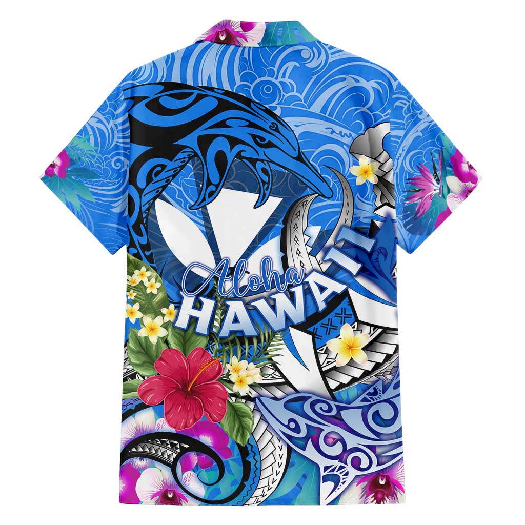 Aloha Hawaii Family Matching Tank Maxi Dress and Hawaiian Shirt Dolphins and Fish Hook Hibiscus DT02 - Polynesian Pride
