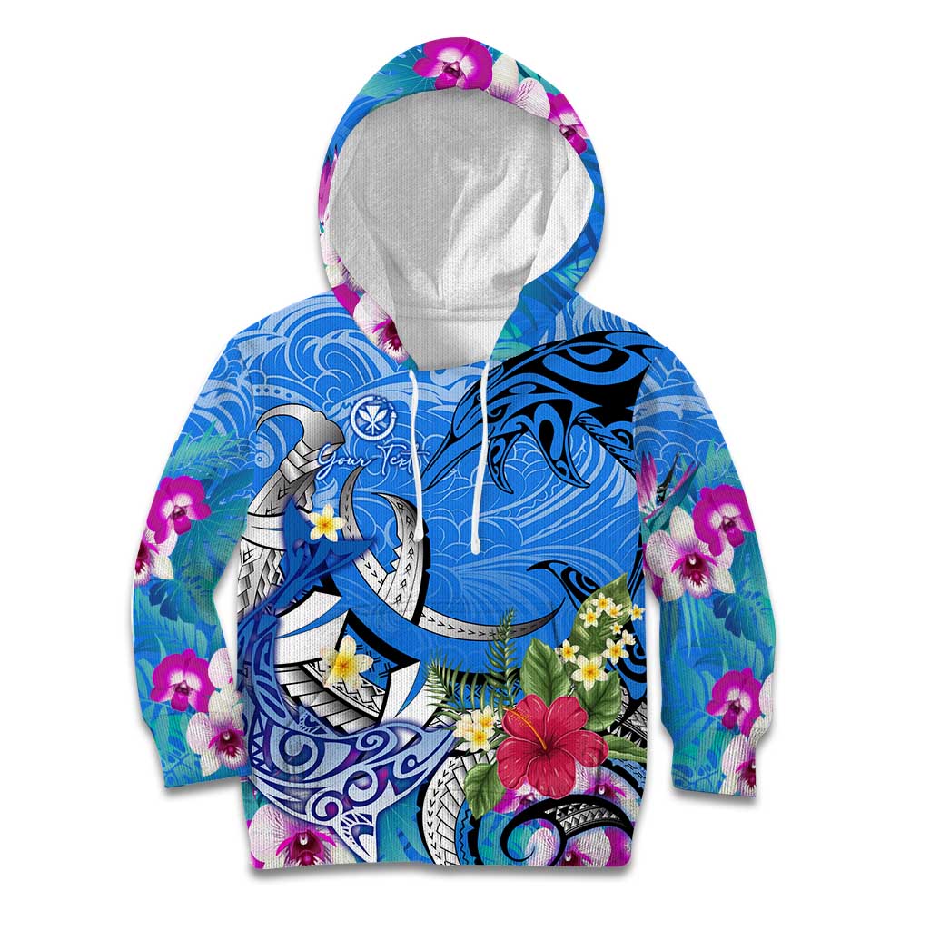 Aloha Hawaii Kid Hoodie Dolphins and Fish Hook Hibiscus