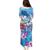 Aloha Hawaii Puletasi Dolphins and Fish Hook Hibiscus