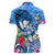 Aloha Hawaii Women Polo Shirt Dolphins and Fish Hook Hibiscus