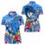 Aloha Hawaii Women Polo Shirt Dolphins and Fish Hook Hibiscus