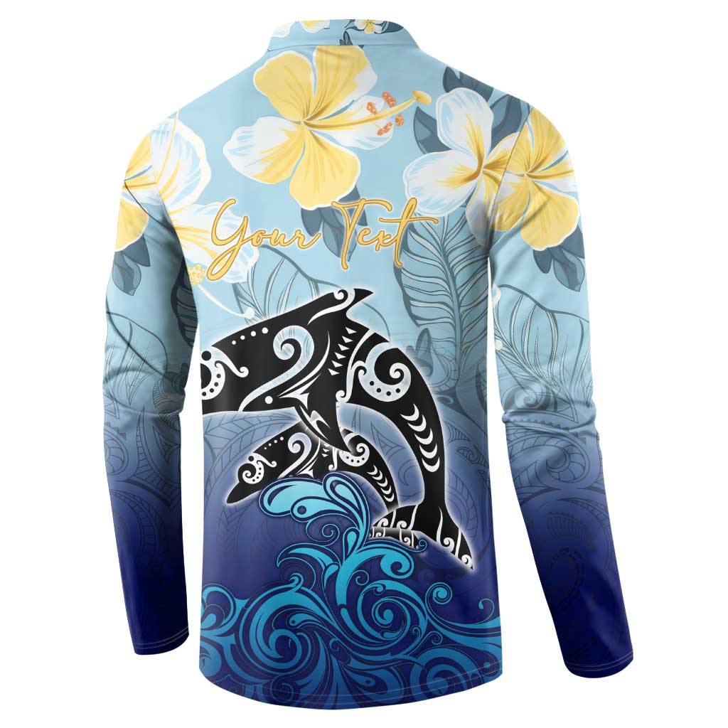 Mother And Baby Dolphins Button Sweatshirt Hawaii Hibiscus DT02 - Polynesian Pride