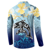 Mother And Baby Dolphins Button Sweatshirt Hawaii Hibiscus DT02 - Polynesian Pride