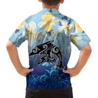 Mother And Baby Dolphins Family Matching Off Shoulder Short Dress and Hawaiian Shirt Hawaii Hibiscus DT02 - Polynesian Pride