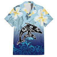 Mother And Baby Dolphins Family Matching Off Shoulder Short Dress and Hawaiian Shirt Hawaii Hibiscus DT02 Dad's Shirt - Short Sleeve Blue - Polynesian Pride