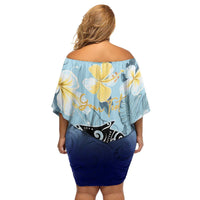 Mother And Baby Dolphins Family Matching Off Shoulder Short Dress and Hawaiian Shirt Hawaii Hibiscus DT02 - Polynesian Pride