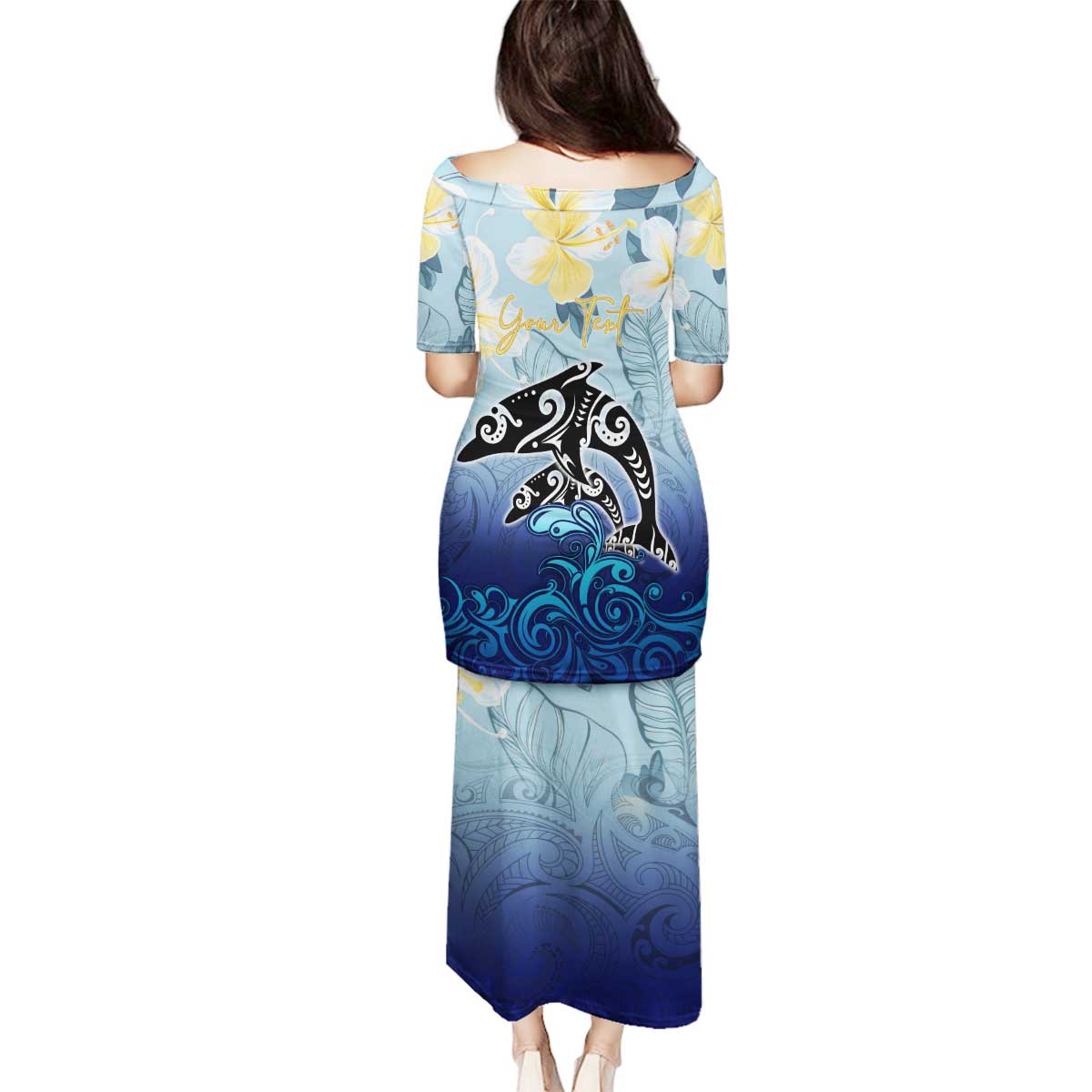 Mother And Baby Dolphins Family Matching Puletasi and Hawaiian Shirt Hawaii Hibiscus