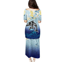 Mother And Baby Dolphins Family Matching Puletasi and Hawaiian Shirt Hawaii Hibiscus