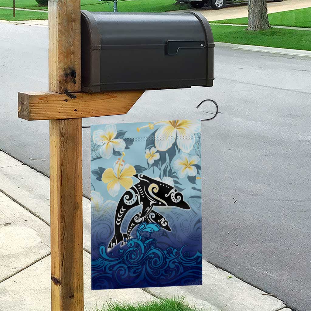 Mother And Baby Dolphins Garden Flag Hawaii Hibiscus
