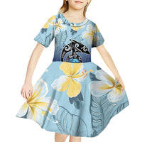 Mother And Baby Dolphins Kid Short Sleeve Dress Hawaii Hibiscus