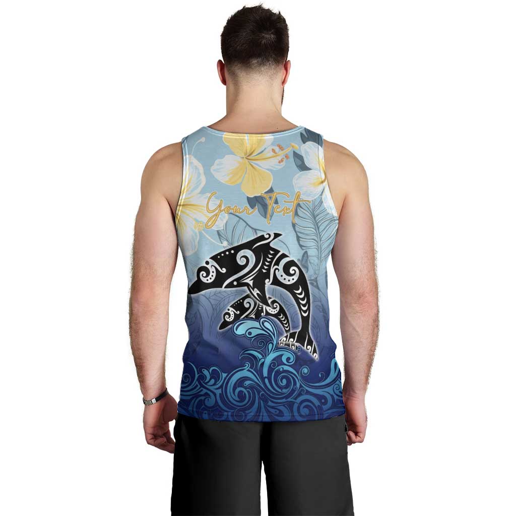 Mother And Baby Dolphins Men Tank Top Hawaii Hibiscus