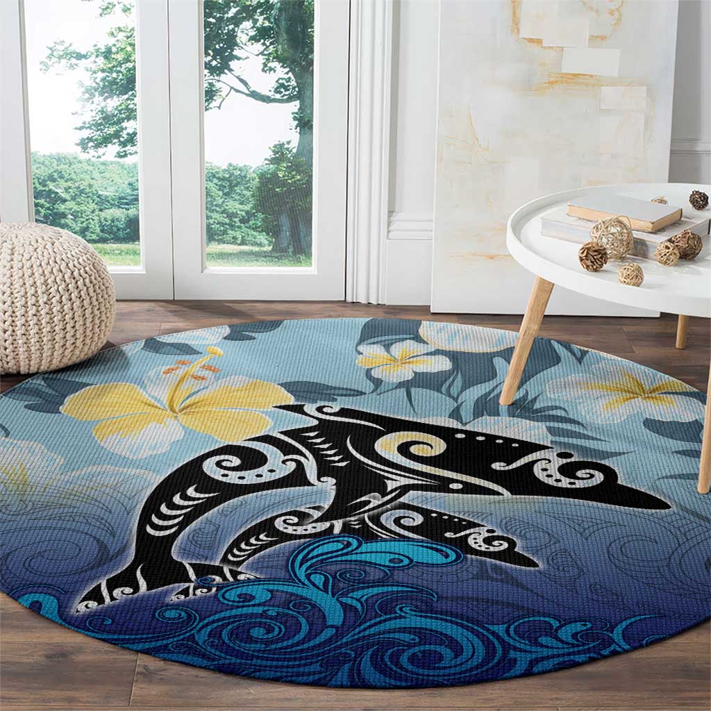 Mother And Baby Dolphins Round Carpet Hawaii Hibiscus DT02 - Polynesian Pride