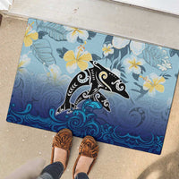 Mother And Baby Dolphins Rubber Doormat Hawaii Hibiscus DT02 - Polynesian Pride