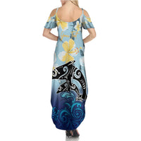 Mother And Baby Dolphins Summer Maxi Dress Hawaii Hibiscus