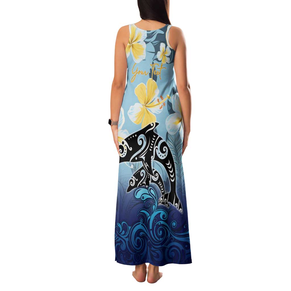 Mother And Baby Dolphins Tank Maxi Dress Hawaii Hibiscus