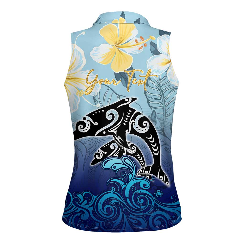 Mother And Baby Dolphins Women Sleeveless Polo Shirt Hawaii Hibiscus DT02 - Polynesian Pride