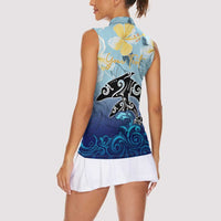 Mother And Baby Dolphins Women Sleeveless Polo Shirt Hawaii Hibiscus DT02 - Polynesian Pride
