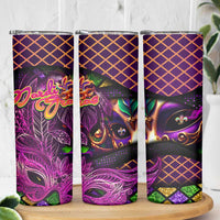 Happy Mardi Gras Skinny Tumbler Mask Feather Colorfull DT02 - Polynesian Pride