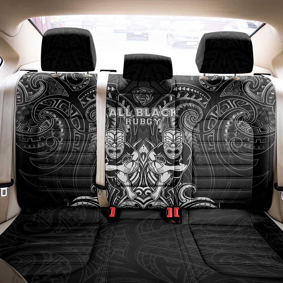 All Black Back Car Seat Cover New Zealand Rugby Mascot Maori