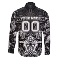 Personalized All Black Family Matching Mermaid Dress and Hawaiian Shirt New Zealand Rugby Mascot Maori